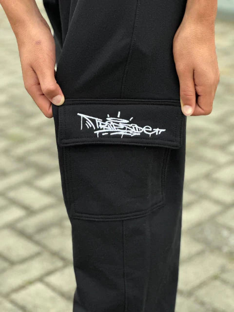 Calça Cargo de Moletom Bordado Trip Side Preto