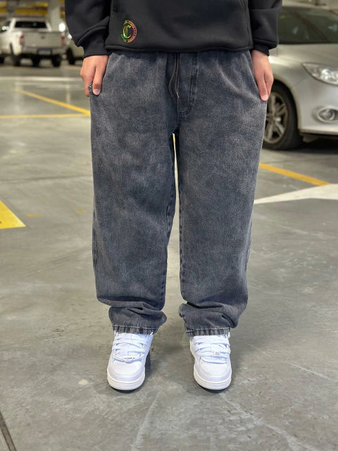 Calça Jeans Baggy Estonada Escura