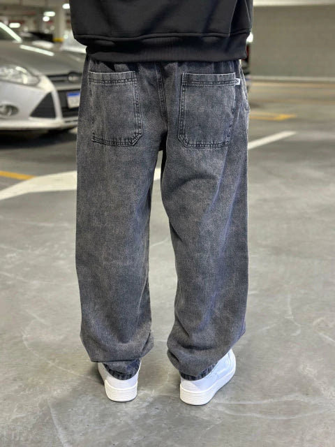 Calça Jeans Baggy Estonada Escura