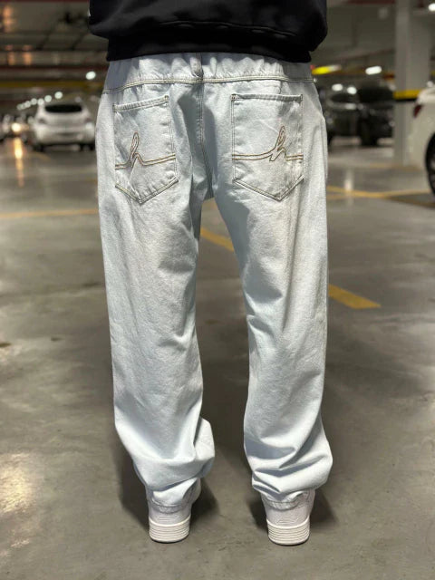 Calça Jeans Hocks Baggy Cinza Claro