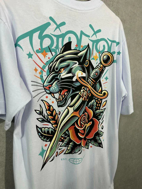 Camiseta Oversized Trip Side Old Panther Branca