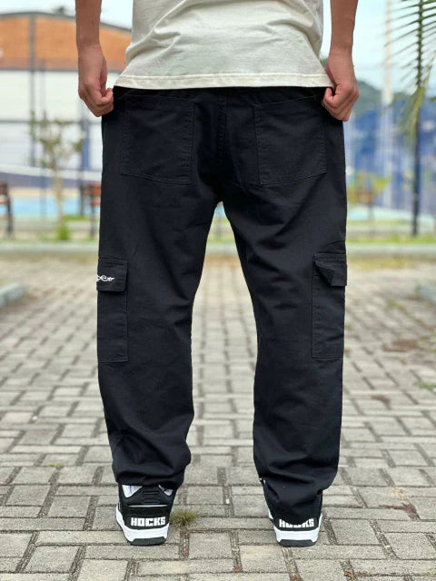 Calça Cargo Trip Side de Sarja Preta